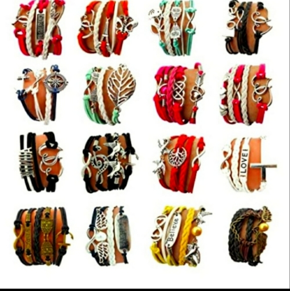 Bohemian Leather Wrapped Bracelet NEW!  BELIEVE DOVES HEARTS - Picture 5 of 5